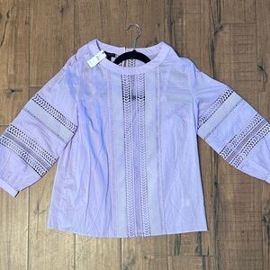 NWT Talbots Light Purple Blouse with Lace Detail S